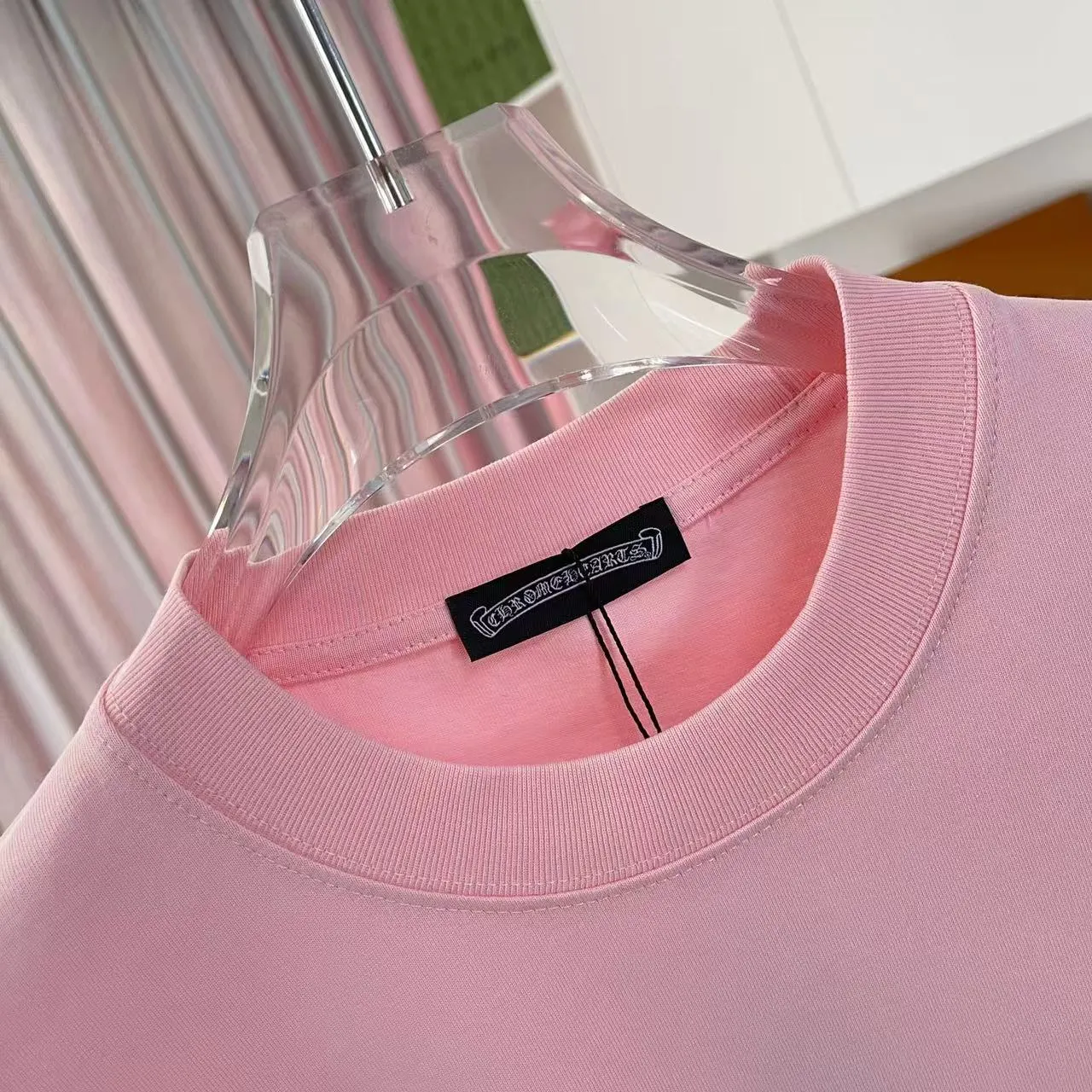 🅿️170 ch Cro* 2025 summer new style Sanskrit cross horseshoe print short-sleeved T-shirt customized fabric 300g same style for men and women Size: S M L XL XXL five sizes Color: black white pink iron gray